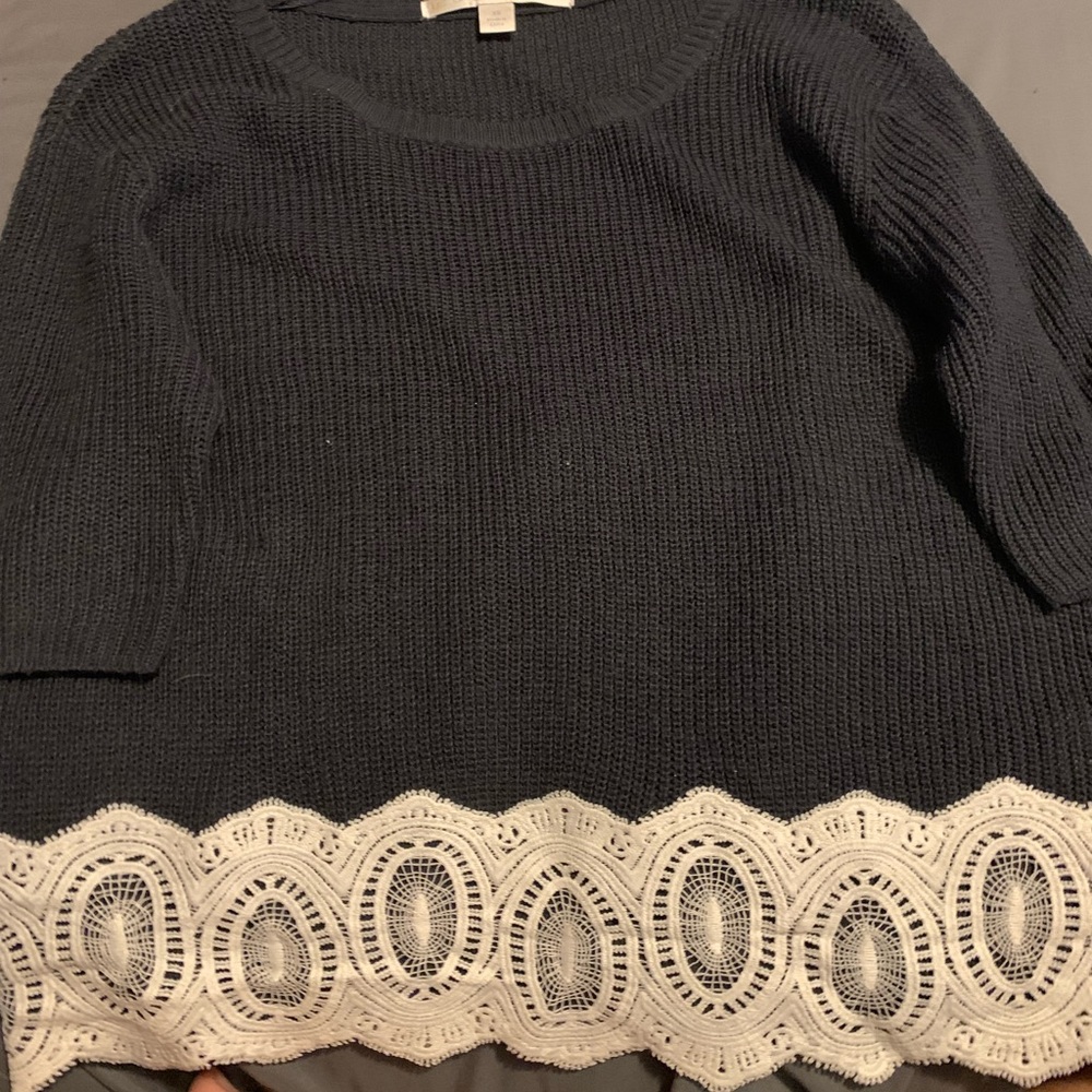 Navy sweater with lace